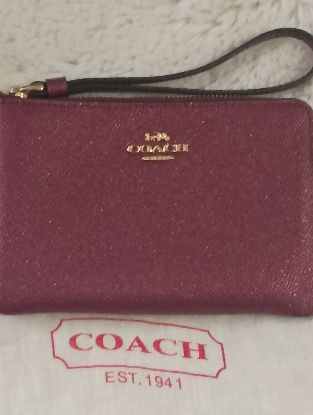 COACH Metallic Corner Zip Wristlet